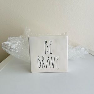 Rae Dunn Be Brave & Work Hard Two-Sided Decorative Sign NWT